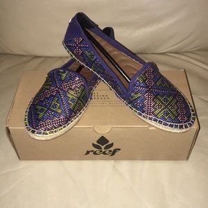 Reef Summer Espadrille, Blue Raffia slip on shoe